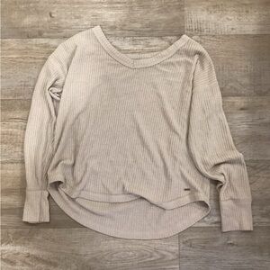 Hollister Beige Ribbed Long Sleeve Top